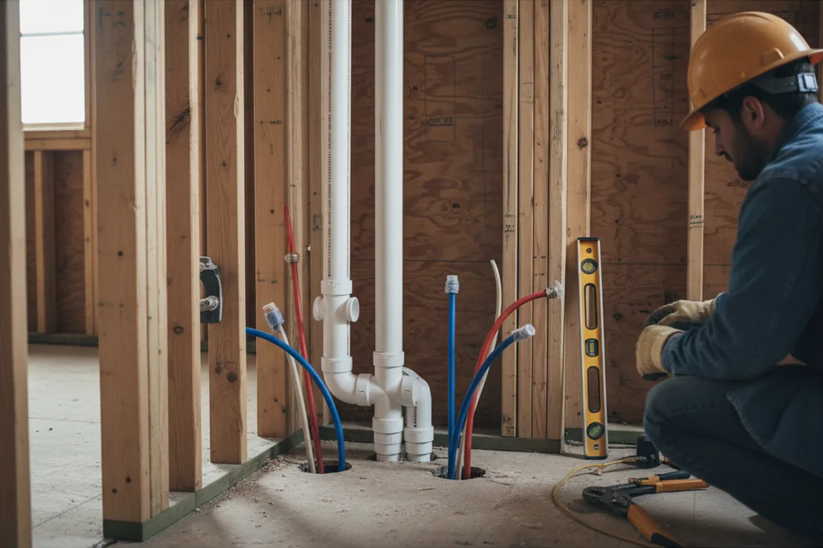 Drain and supply rough-in during Leak Detection in Laurel Bloomery