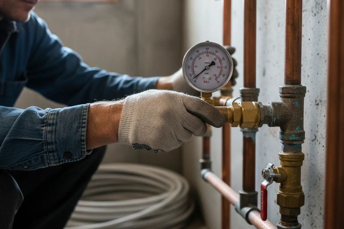Pressure testing a repaired line during Water Line Repair in Laurel Bloomery